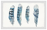 "Blue Striped Feathers II" Framed Painting Print, 18"x12"