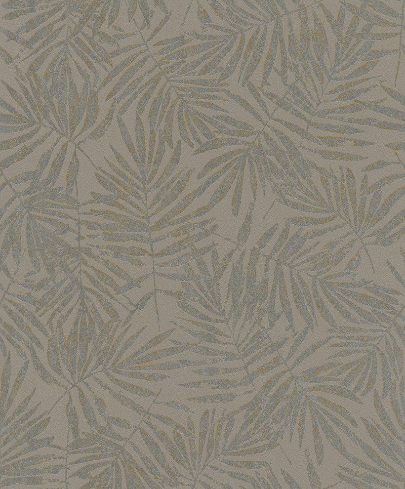 Botanical and Jungle Textured Wallpaper, Leaves, 31321, Brown, Sample