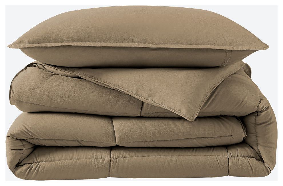 Bare Home Down Alternative Comforter Set, Taupe, Twin/Twin Xl