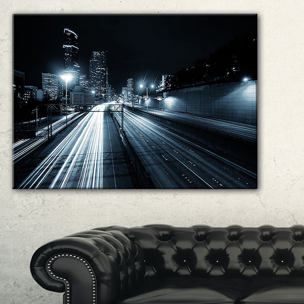 "Illuminated Traffic Trail in Downtown Seattle" Art, 40"x30"