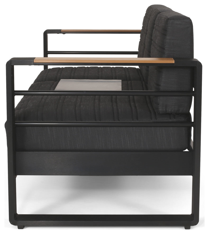 Neffs Outdoor Aluminum 3 Seater Sofa with Water Resistant Cushions