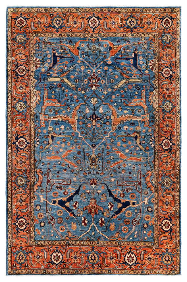 Serapi One-of-a-Kind Hand-Knotted Area Rug Light Blue, 6'0" x 9'3"