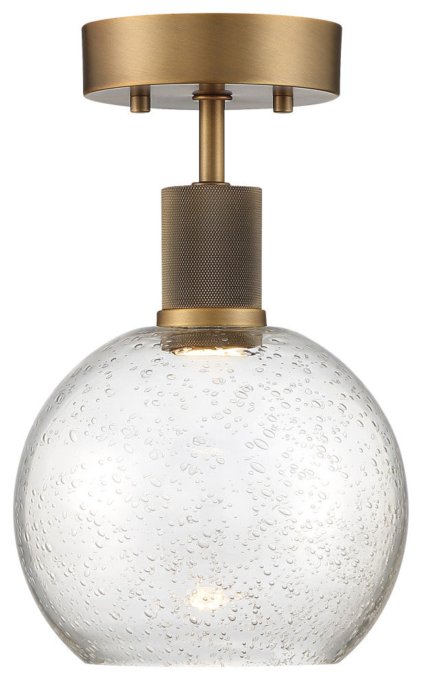 Access Port Nine 1-Light Burgundy LED Semi-Flush Brushed Brass