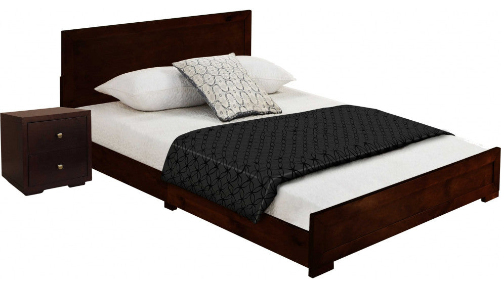 Moma Espresso Wood Platform Full Bed With Nightstand