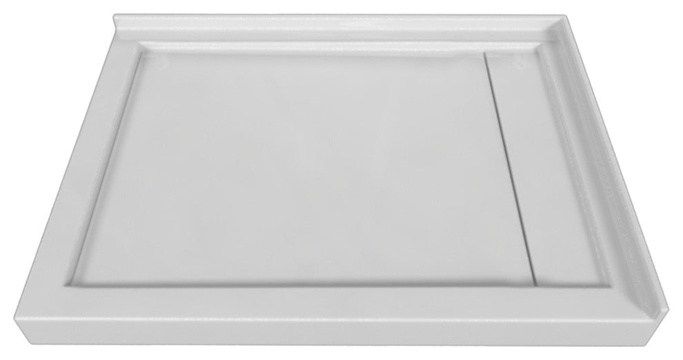 Valley Acrylic Double Threshold Acrylic Linear Drain Shower Base 48", White, 48"