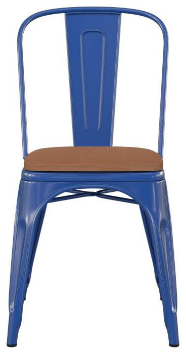 Perry Commercial Grade Metal Indoor-Outdoor Stackable Chair w/All-Weather Seat,