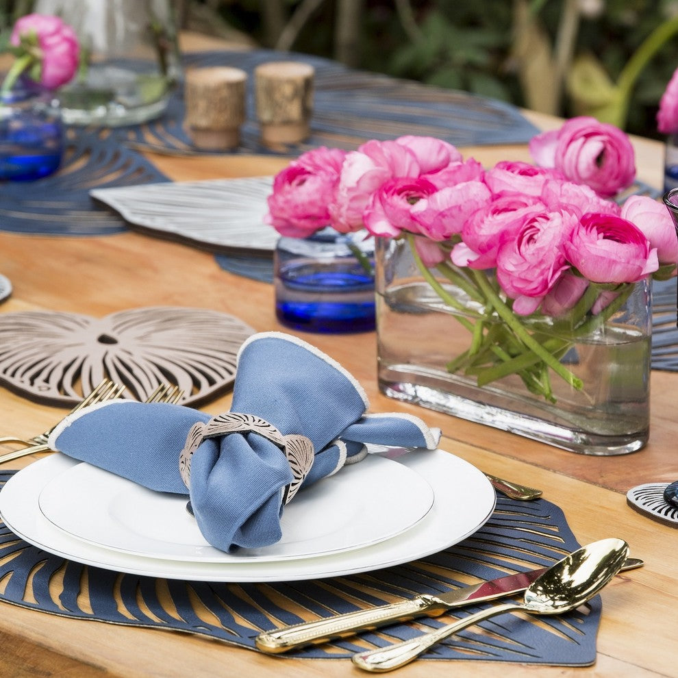 Double-Sided Blue Leaf Trivet