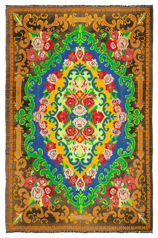 Rug N Carpet - Handmade Moldovian 6' 11'' x 10' 3'' Antique Rose Kilim Rug