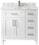 Cambridge 36 Center Sink Bath Vanity in White 2" Carrara Marble
