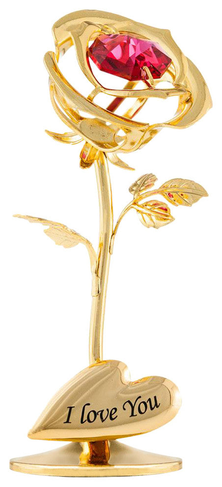 Single 24k Gold Plated Rose Flower Tabletop Ornament