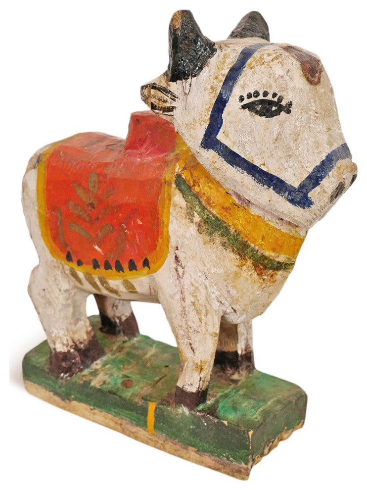 Consigned Antique Wood Indian Cow Statue 6