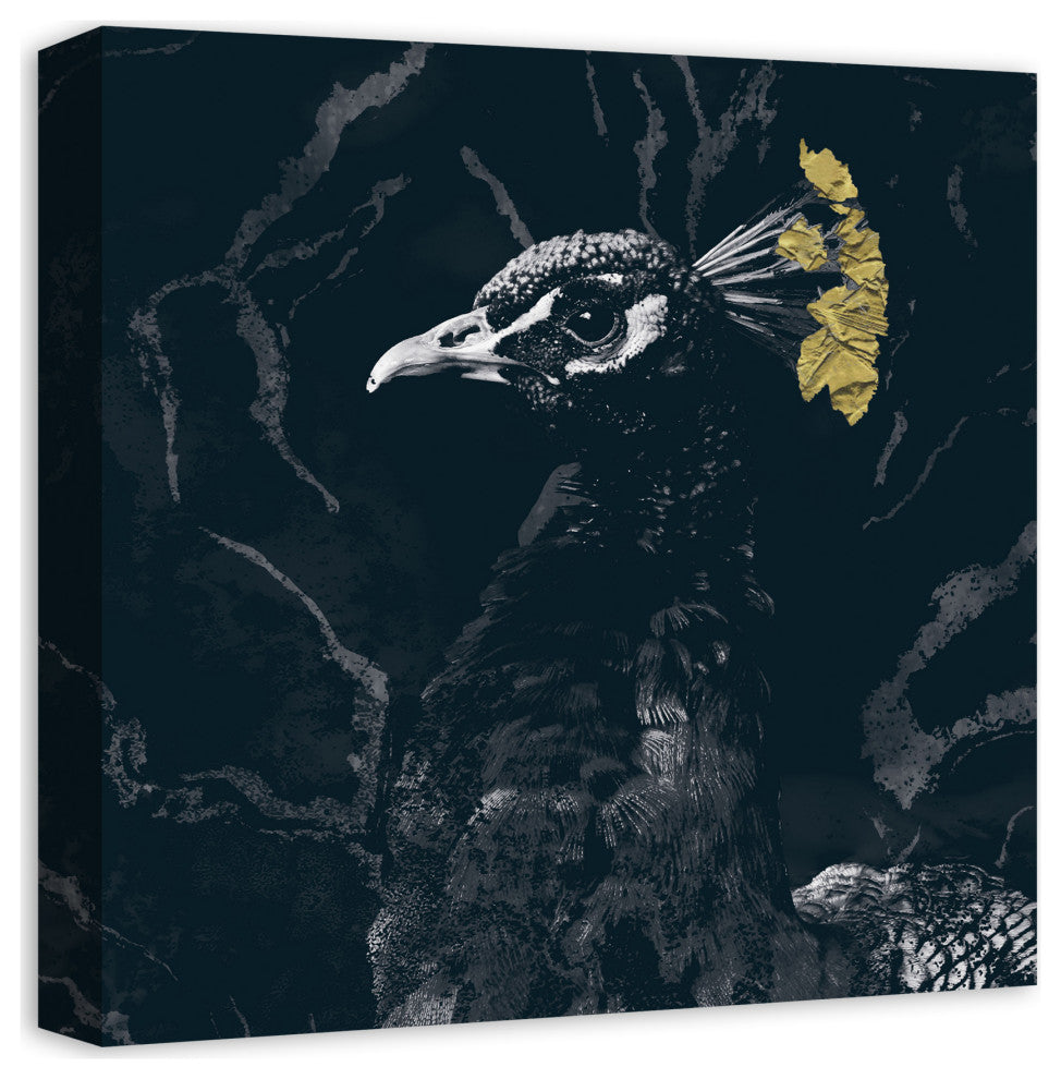 Fancy Peacock Deep Teal 2 16x16 Canvas Wall Art