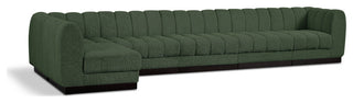 Quinn Chenille Upholstered 6-Piece L-Shaped Modular Sectional, Green