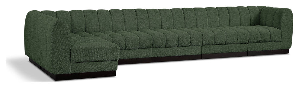 Quinn Chenille Upholstered 6-Piece L-Shaped Modular Sectional, Green