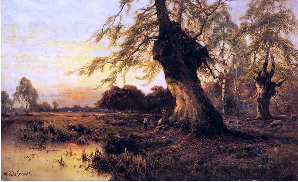 Senior Alfred De Breanski Around the Campfire, Gallery Wrapped Canvas, 18"x27"