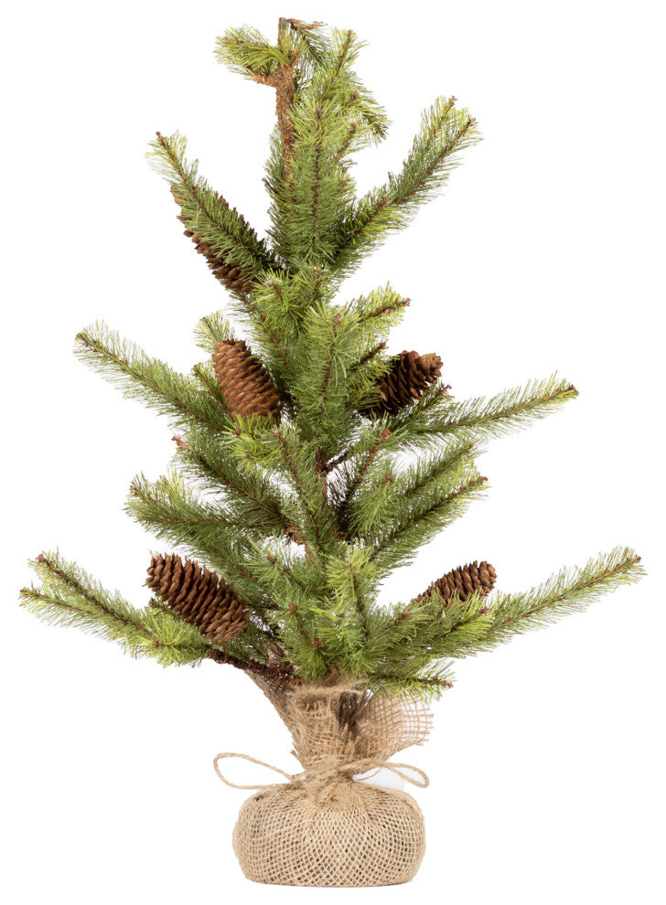 Pine Tree with Burlap Base, Set of 2
