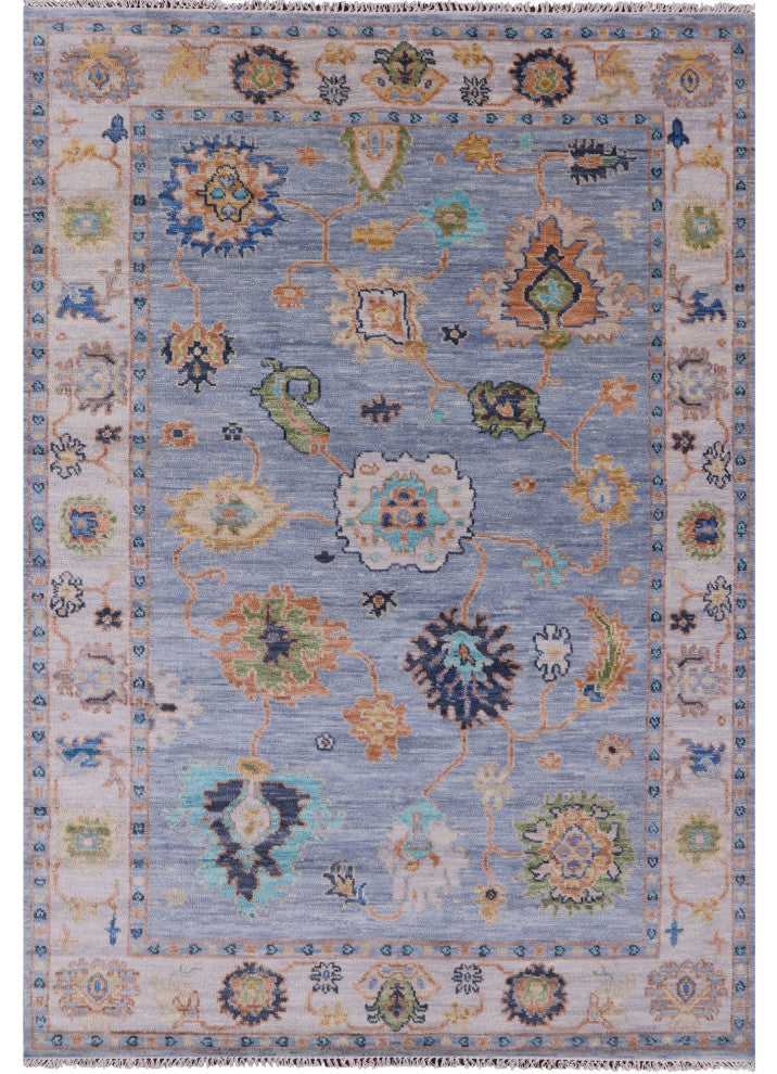 Turkish Oushak Handmade Wool Rug 6' 3" X 9' 0" - Q13659