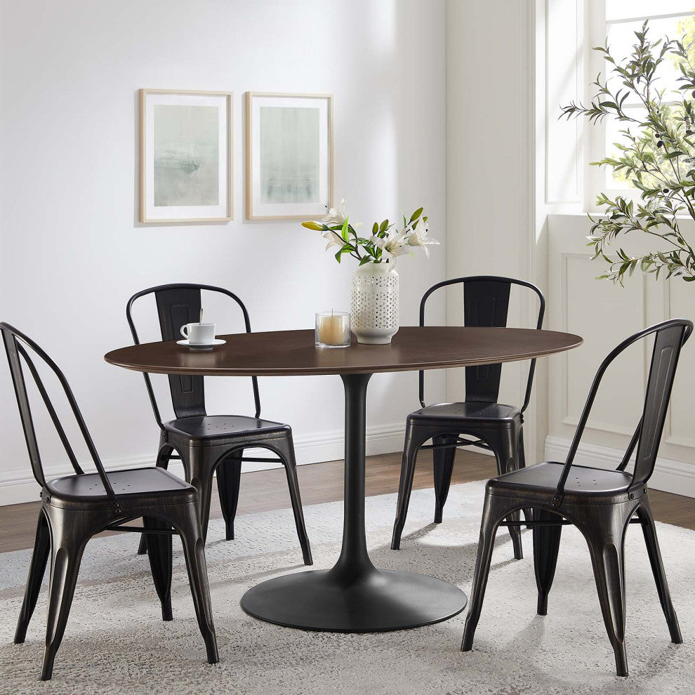 Lippa 60" Wood Oval Dining Table, Black Cherry Walnut