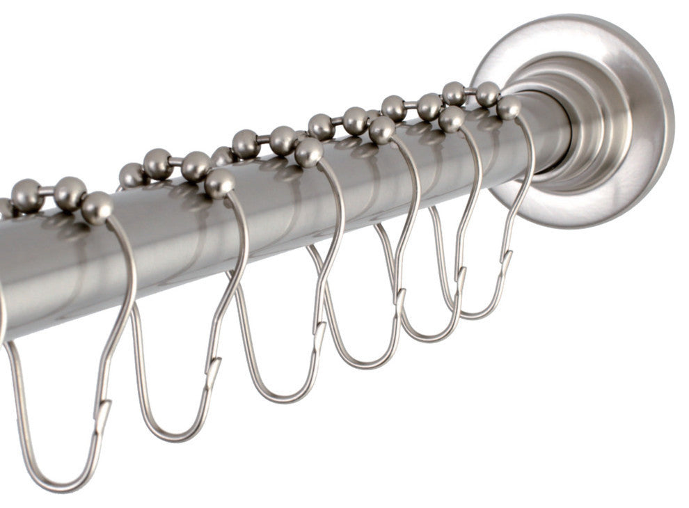 Kingston Brass Adjustable Shower Curtain Rod With Ring Combo, Brushed Nickel