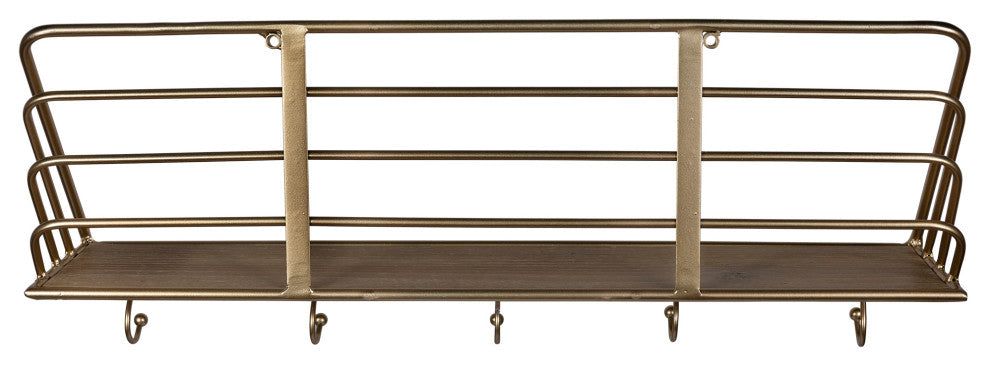 Golden Metal Shelf With Hooks