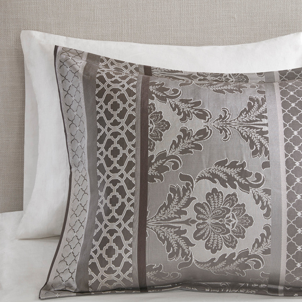 Madison Park Bellagio 7 Piece Jacquard Comforter Set in Grey