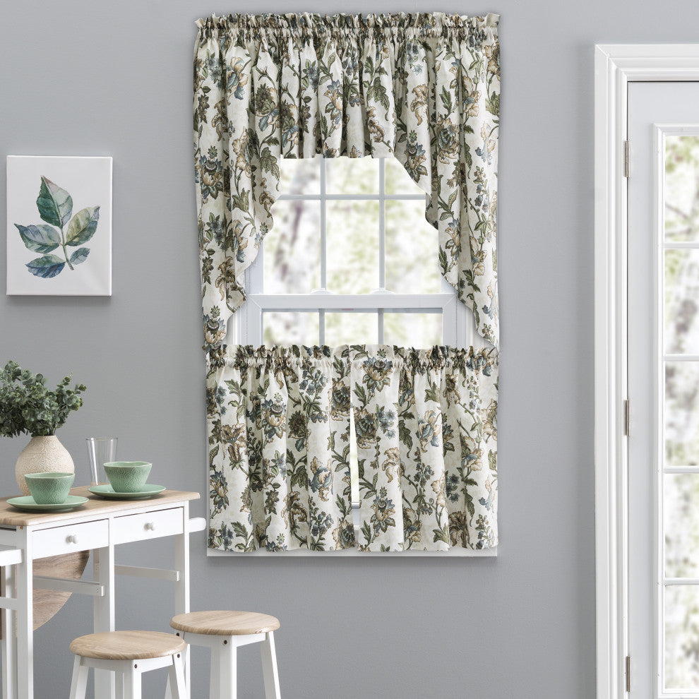 Madison Floral Tailored Tiers, Blue, 56x24