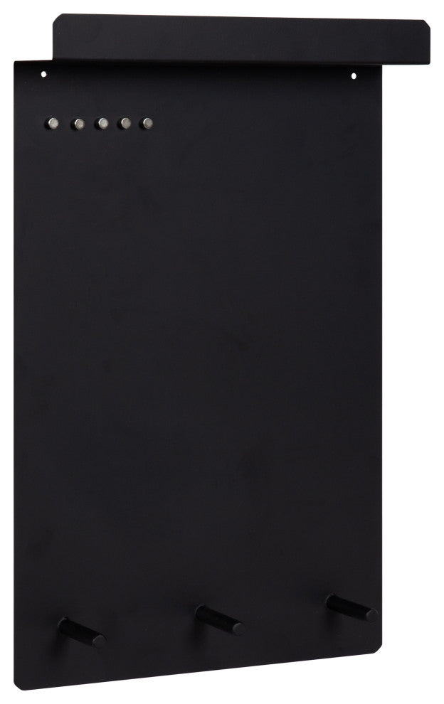 Mezzo Magnetic Wall Organizer with Hooks, Black 15x24