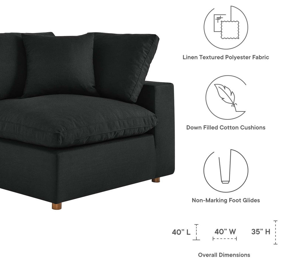 Modular Sectional Deep Sofa Set, Black, Fabric, Modern, Lounge Cafe Hospitality