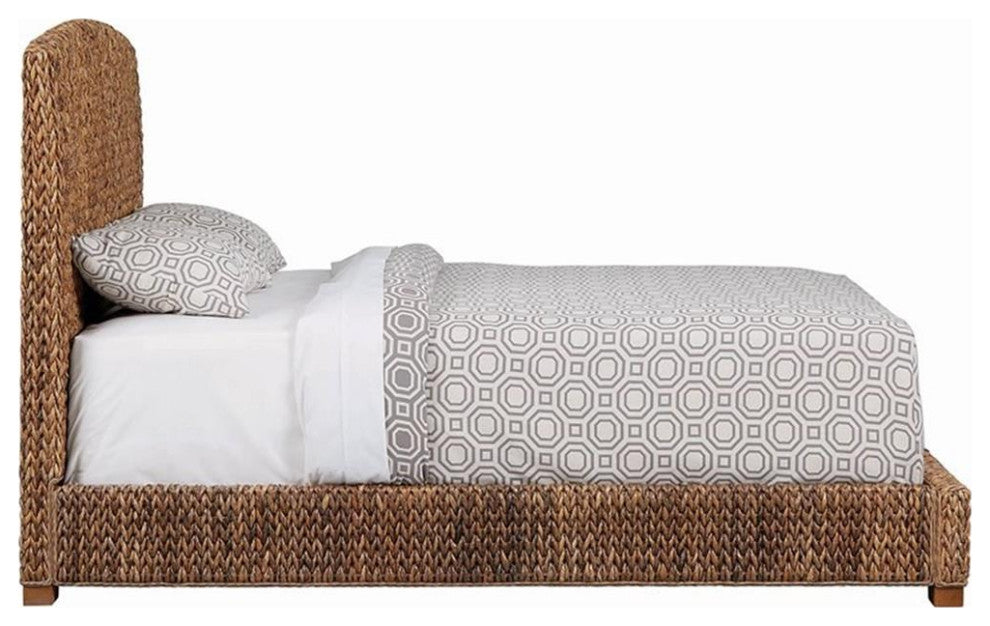 Bowery Hill King Size Panel Bed in Wood in Brown - Easy Assembly