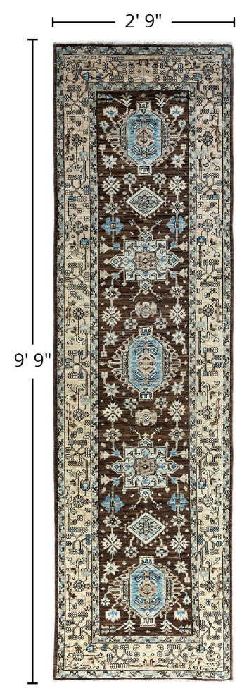 Serapi One-of-a-Kind Hand-Knotted Runner Rug Brown, 2' 9" x 9' 9"