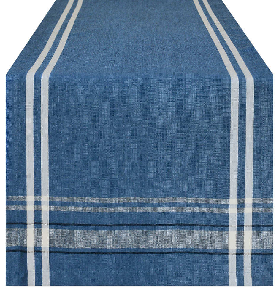 DII Blue Chambray French Stripe Table Runner 14"x108"