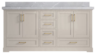 Boston 72" Double Sink Bath Vanity in Fine Grain 2" Pearl Gray