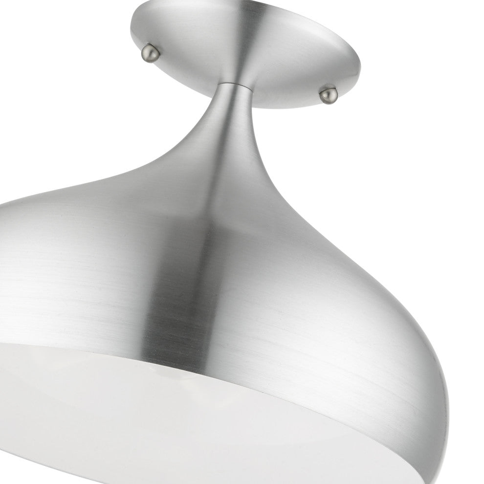 Livex Lighting 1 Light Brushed Aluminum Semi-Flush Mount