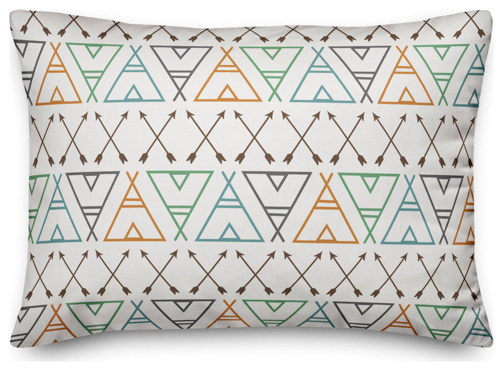 Arrows and Teepees Pattern 14x20 Spun Poly Pillow