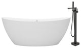 59 inch Double-headed Raised Solid Surface Soaking Tub with Standing Faucet