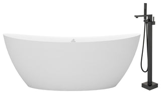 59 inch Double-headed Raised Solid Surface Soaking Tub with Standing Faucet