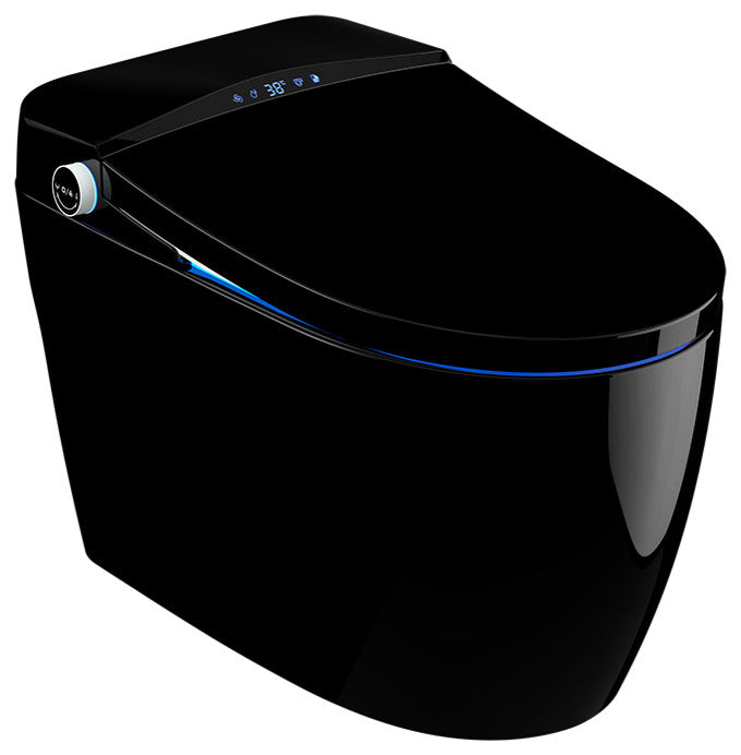 One-Piece Elongated Black Smart Toilet Floor Mounted Automatic Toilet Self-Clean