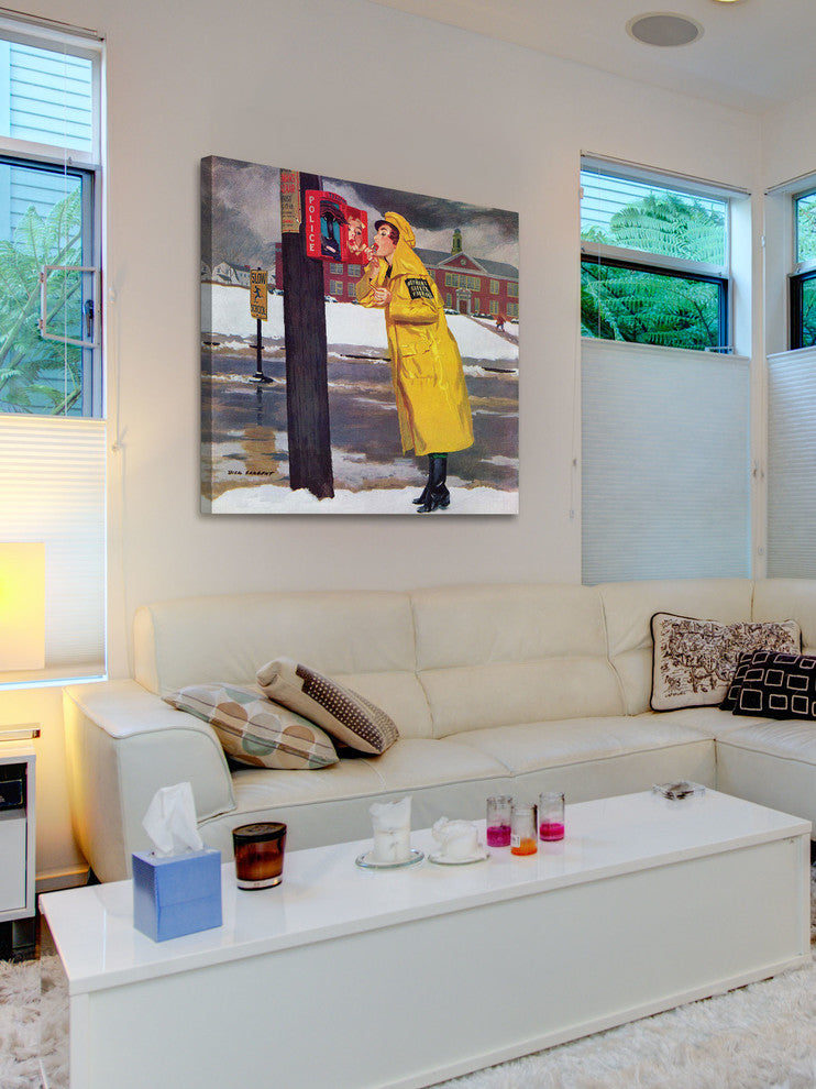 "Crossing Guard Fixing Her Makeup" Painting Print on Canvas by Richard Sargent