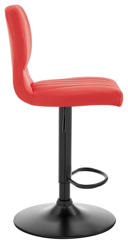 Bardot Adjustable Faux Leather Swivel Bar Stool, Red