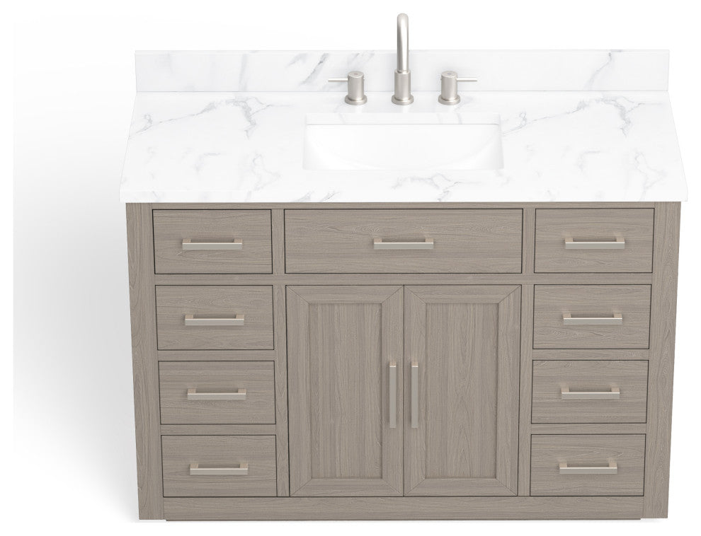The Wyatt Bathroom Vanity, Antique Gray Oak, 48", Single Sink, Freestanding