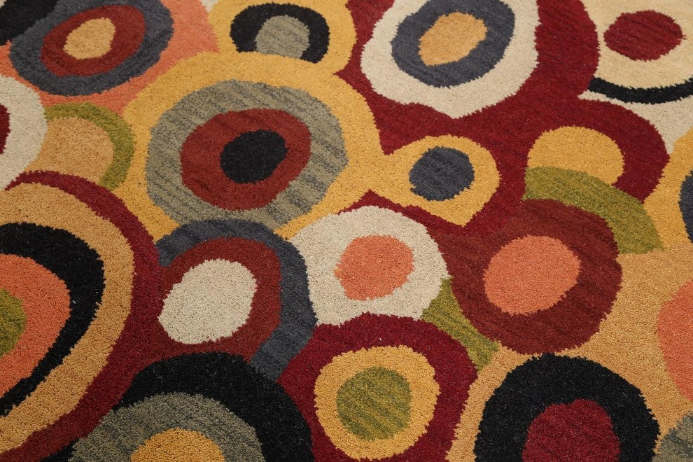 Modern Print Hand Tufted Indian Oushak Oriental Wool Area Rug, 5x8'