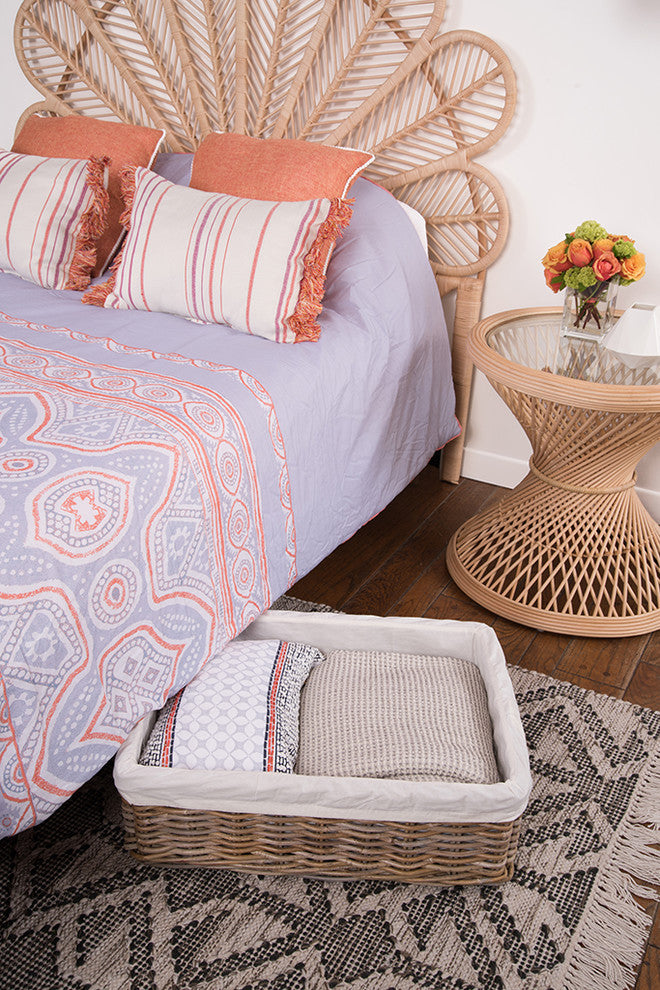 Kobo Rattan Shelf and Underbed Basket, Gray-Brown, 21"x26"x8.5"
