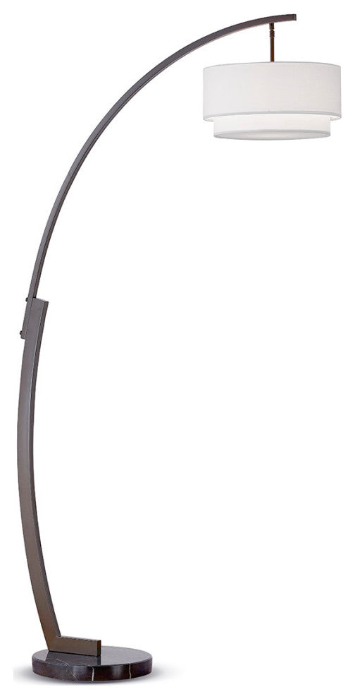 HOMEGLAM  ARC 81"H Metal Floor Lamp, Darkbronze /Whiteshade