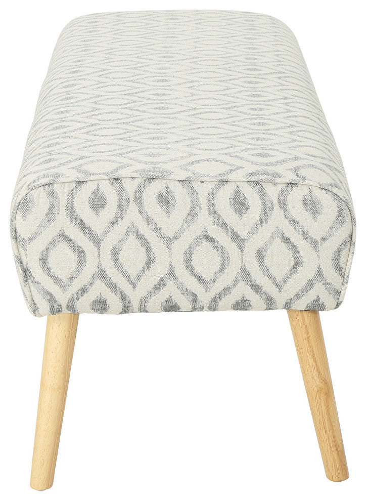 GDF Studio Petty Boho Fabric Ottoman, Charcoal Cat Eye Pattern/Natural