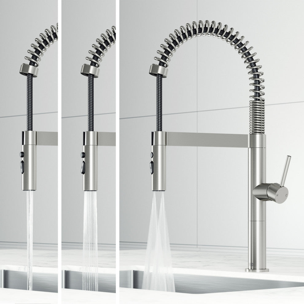 VIGO Edison Pro 20" H Single Handle Pull-Down Sprayer Kitchen Faucet, Stainless Steel