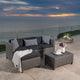 GDF Studio Lorita Outdoor 5-Piece Gray Wicker Sectional Sofa With Black Cushions
