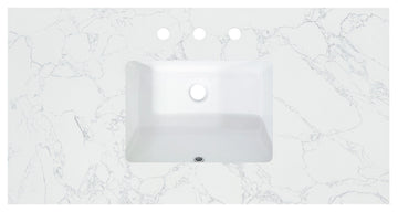 Engineered Stone Vanity Top in Grain White, 43", Single Sink