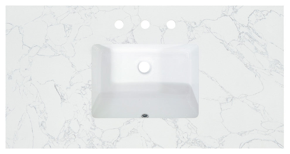 Engineered Stone Vanity Top in Grain White, 43", Single Sink