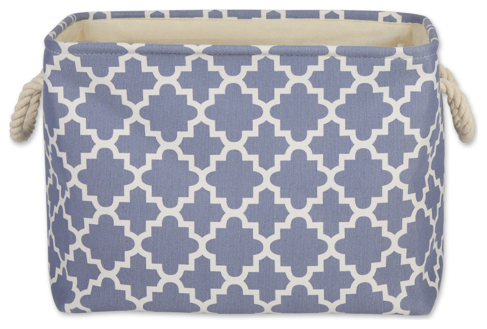 DII Polyester Bin Lattice Stonewash Blue Rectangle Large