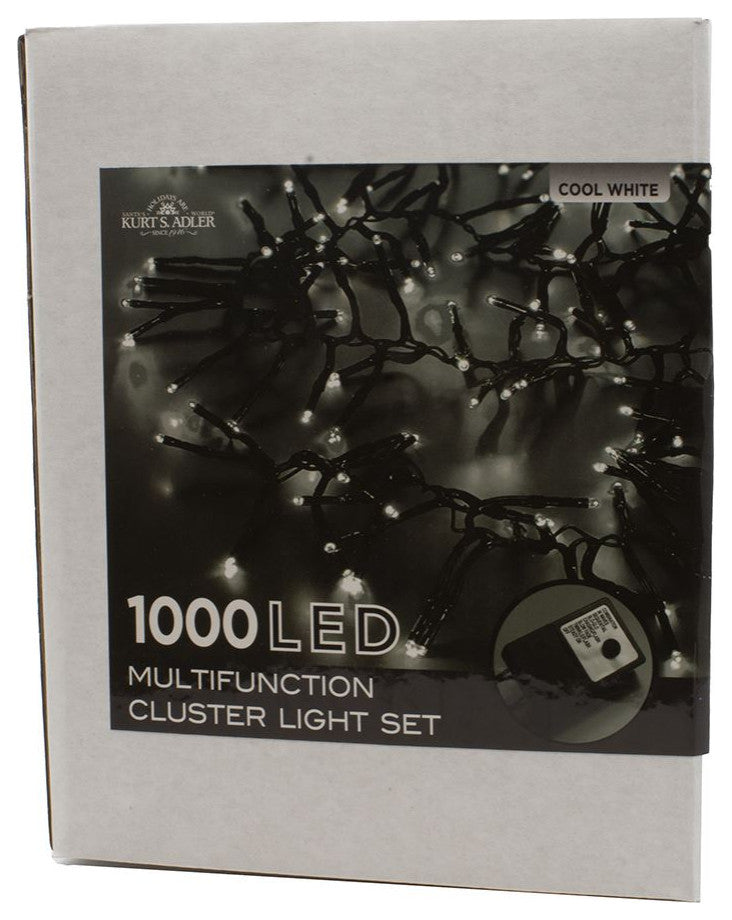 Kurt S. Adler CUL 1000-Light 33Ft Cluster Light Set Cool White 3MM LED Bulbs